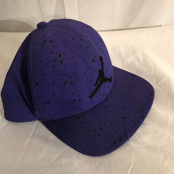 Jordan Jump Man Adjustable Snap Backing Purple/Black Flat Bill Athletic Hat - Picture 3 of 6